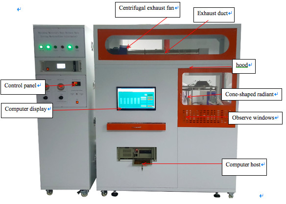 Équipement d'essai d'inflammabilité de taux de dégagement de chaleur de calorimètre de cône avec OIN 5660 GB/T 16172