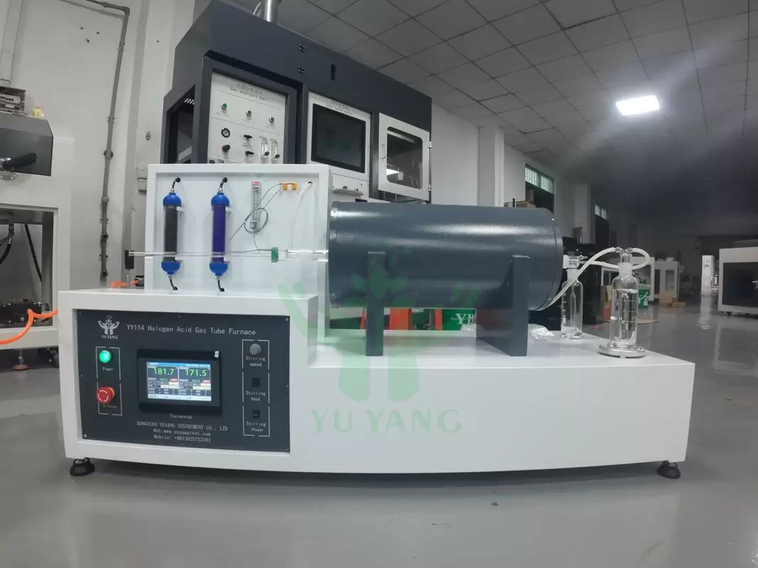 Testeur de la corrosivité de la combustion des câbles de gaz halogènes acides avec système de mesure de la conductivité PH conforme à la CEI 60754 et équipé de fixations en acier inoxydable et de systèmes électriques réglables
