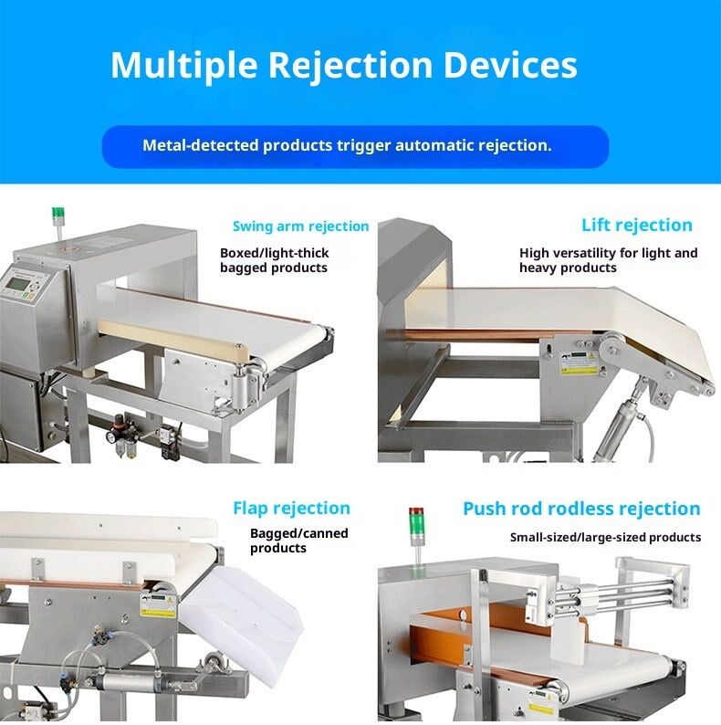 Détecteur de métaux industriel pour aliments humides et secs avec haute sensibilité pour diverses applications