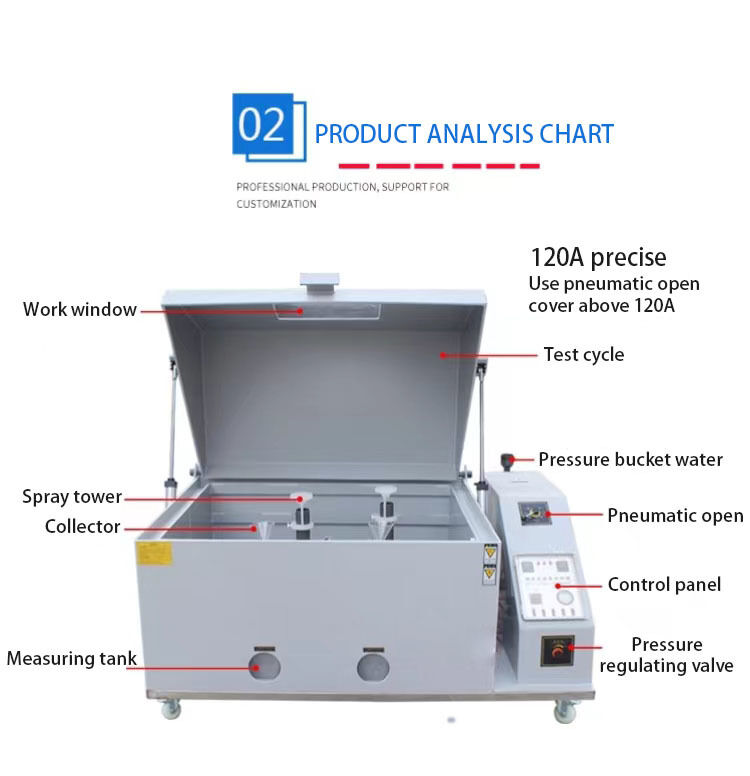 108L 270L 480L 600L Chambre d'essai de salinité de laboratoire pour les essais de corrosion Chambre d'essai climatique environnementale