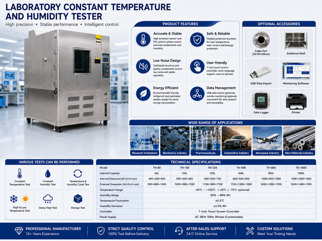 Chambre d'essai environnementale à température et humidité constantes de -20℃~+70℃ avec intérieur en acier inoxydable SUS304