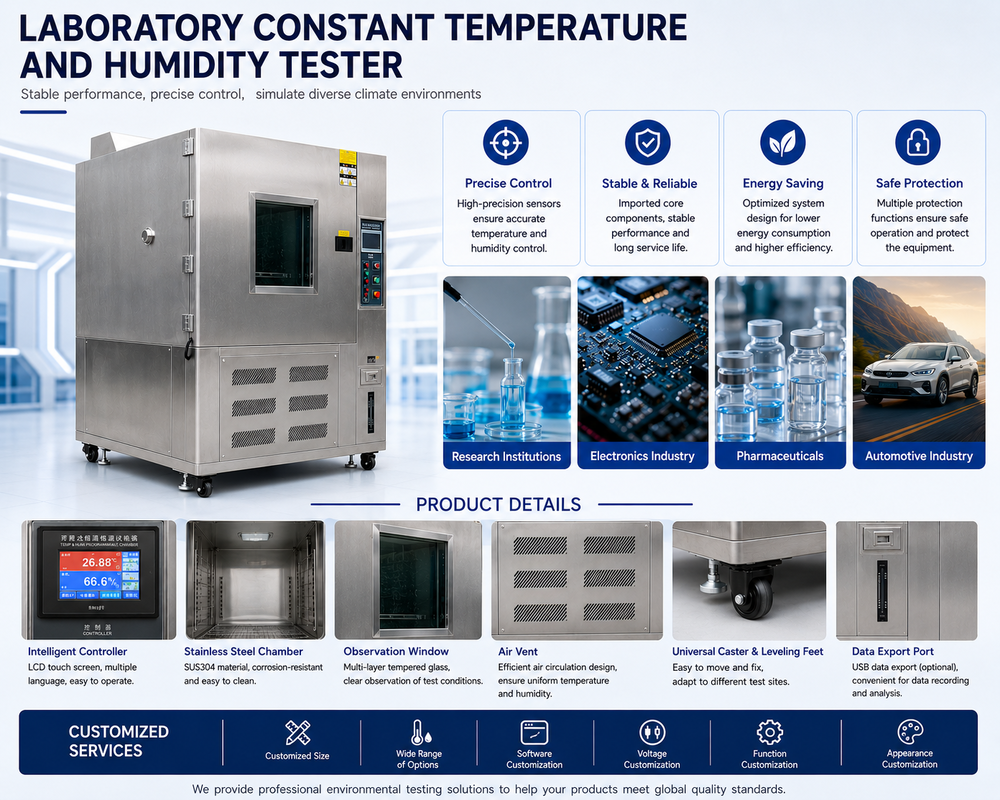 Chambre de simulation climatique programmable pour équipement de laboratoire de test de fiabilité température humidité