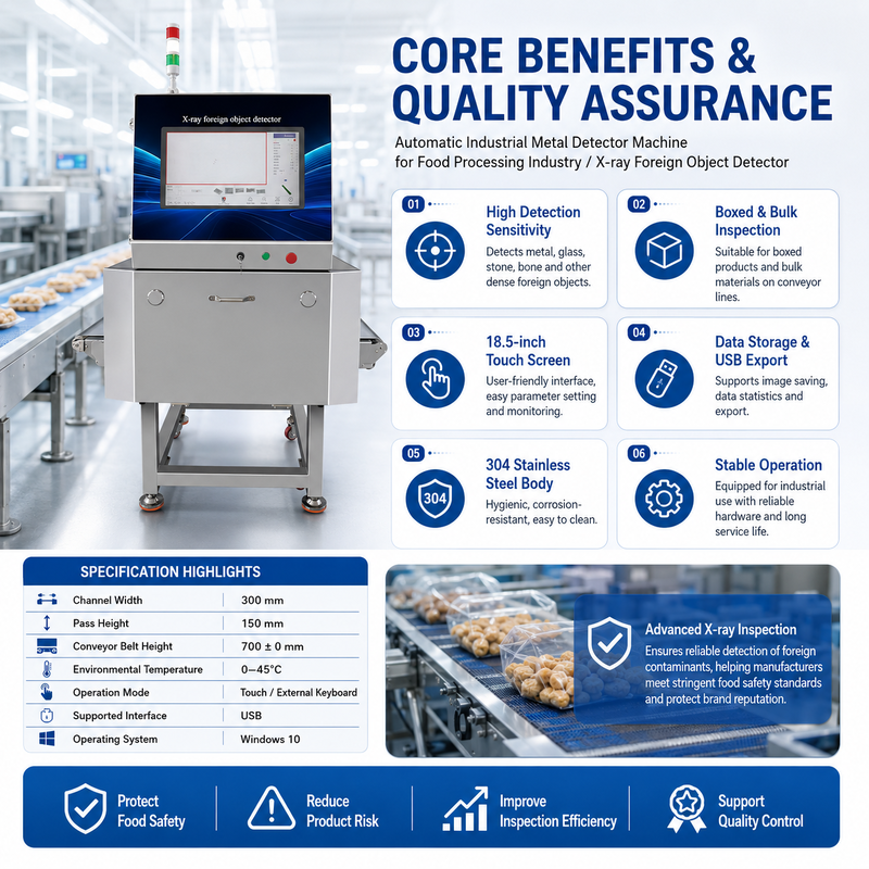 Machine d'inspection par rayons X automatique pour aliments, type convoyeur, détecteur de corps étrangers avec système de rejet