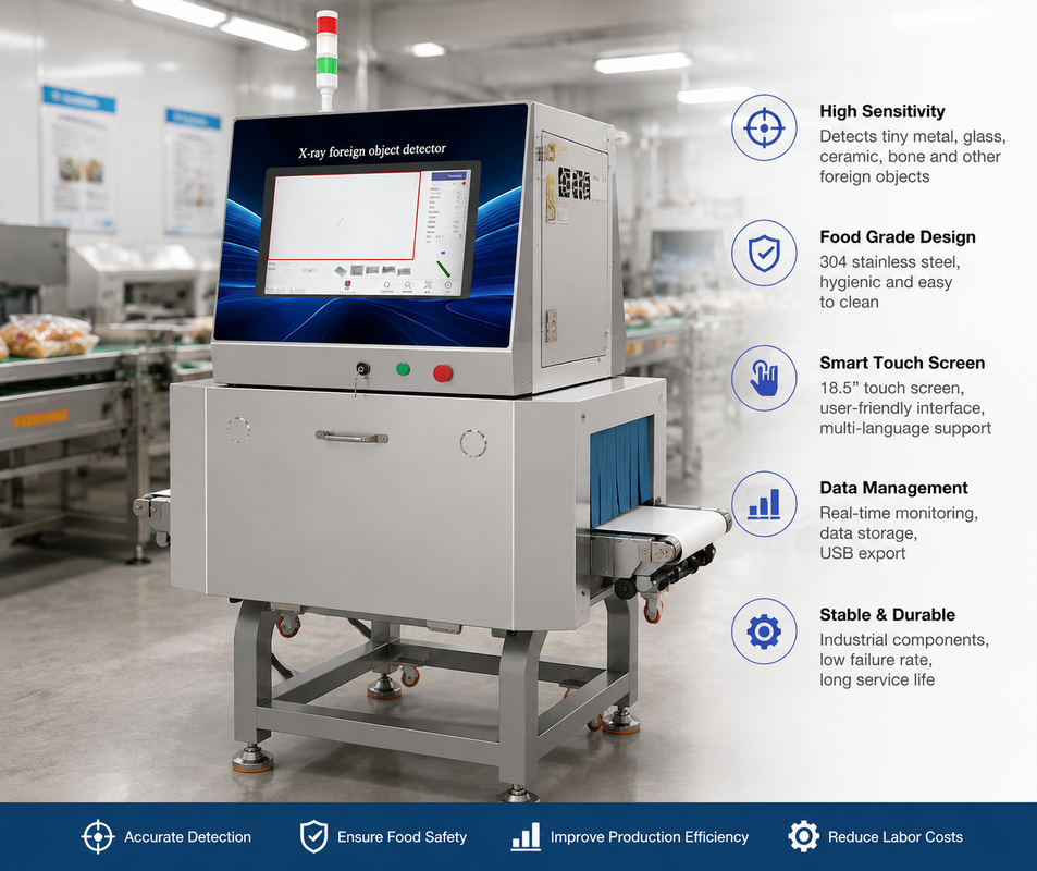 Machine d'inspection par rayons X automatique pour aliments, type convoyeur, détecteur de corps étrangers avec système de rejet