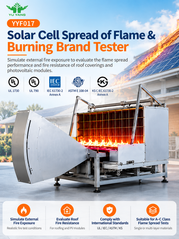 UL1730 UL790 IEC61730 Burning Brand Tester with 0.5 Cubic Meters Test Chamber for Photovoltaic Module Fire Resistance