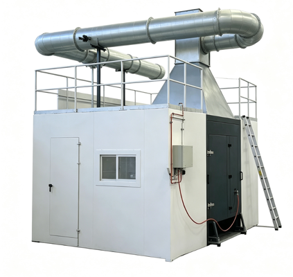Appareil d'essai conforme à la norme EN 13823 pour un seul objet de combustion avec des brûleurs de propane de 31 kW et une mesure intégrée de la densité de fumée